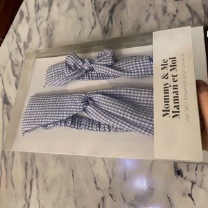 MOMMY AND ME Matching Headband Hair Set in Blue & White Gingham 2pcs B…